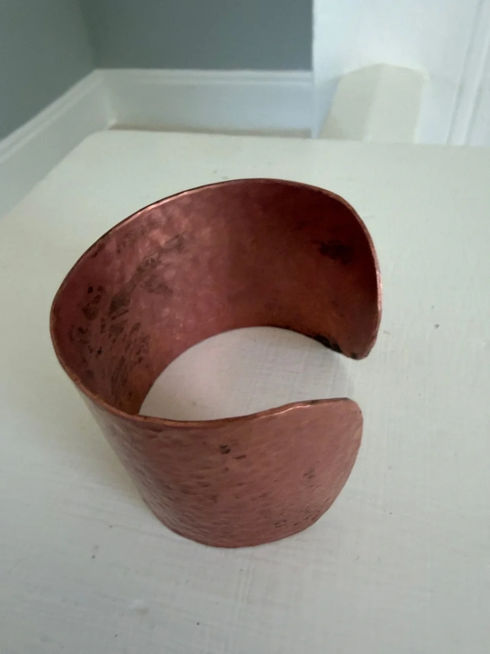 Copper Hammered Cuff Bracelet - Rose Copper Fashion Bangle